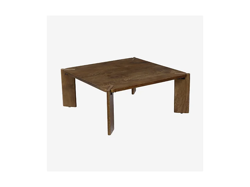 Mesa de centro exótica cuadrada de madera maciza nogal