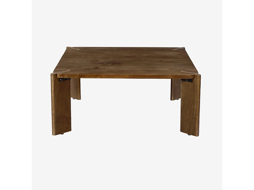 Mesa de centro exótica cuadrada de madera maciza nogal