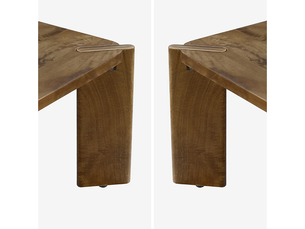 Tavolino esotico quadrato in legno massiccio, 80cm, noce