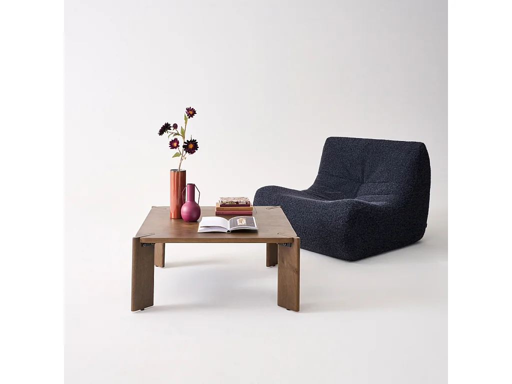 Mesa de centro exótica cuadrada de madera maciza nogal