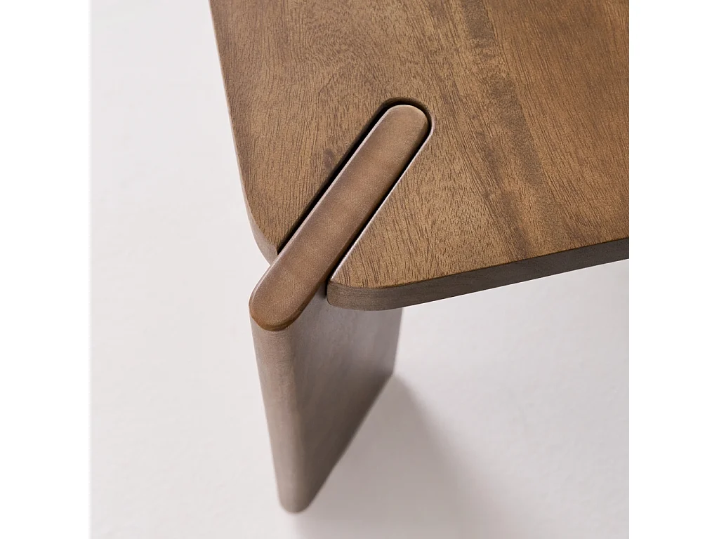 Mesa de centro exótica cuadrada de madera maciza nogal