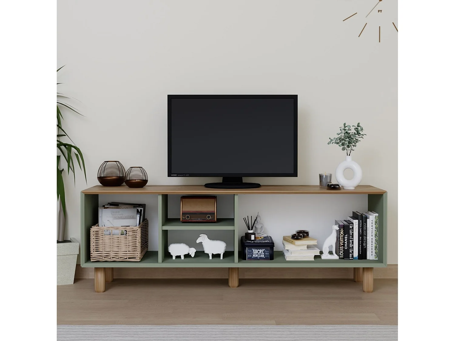 Móvel de TV – 160 cm x 56 cm x 40 cm – Verde – MDF