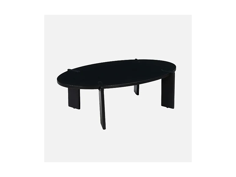 Mesa de centro ovalada de madera maciza de mango negro