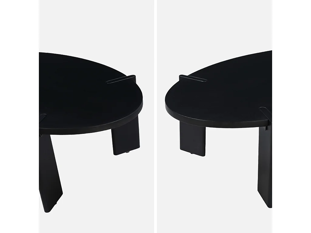 Mesa de centro ovalada de madera maciza de mango negro