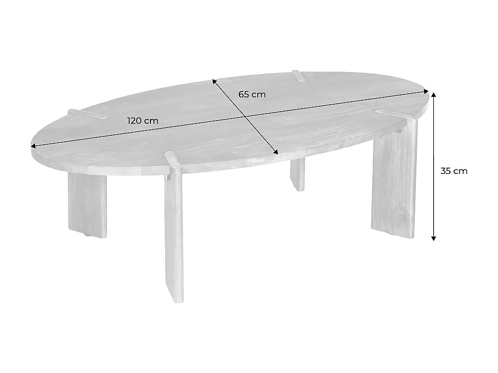 Mesa de centro ovalada de madera maciza de mango negro