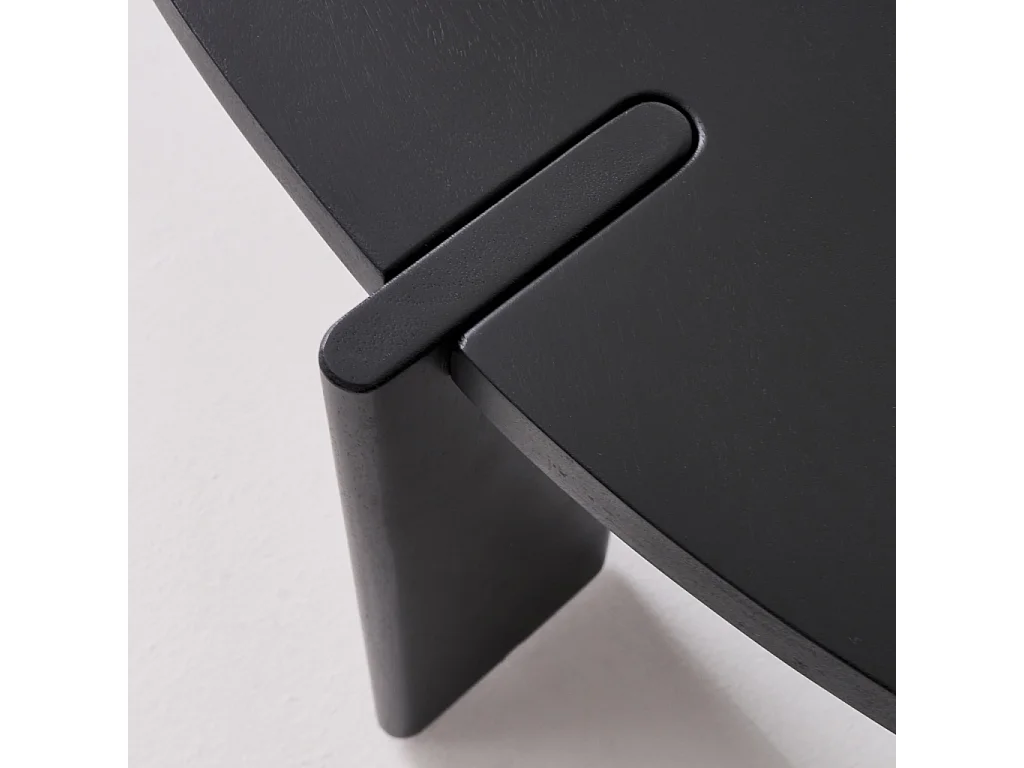 Mesa de centro ovalada de madera maciza de mango negro