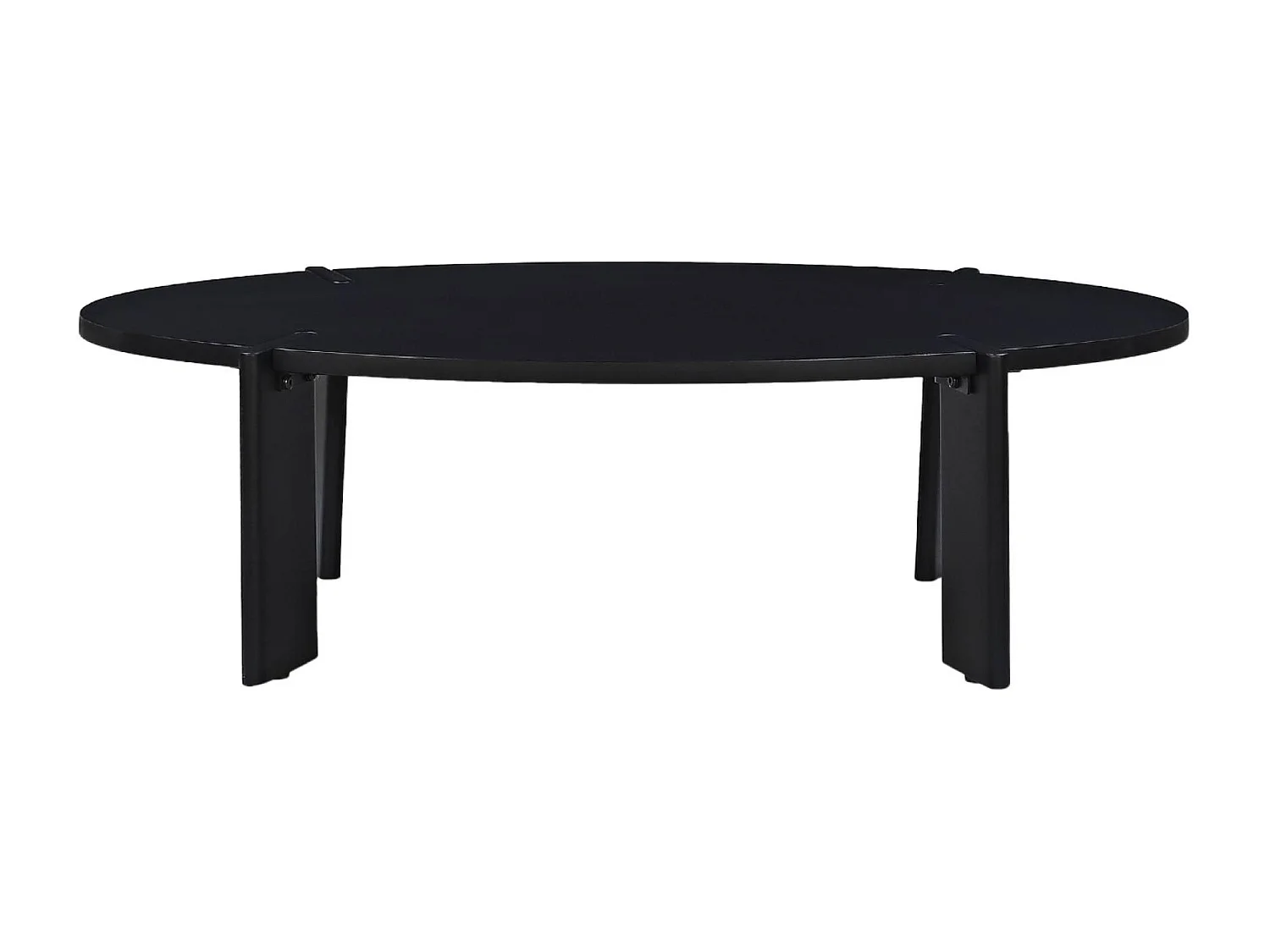 Mesa de centro ovalada de madera maciza de mango negro