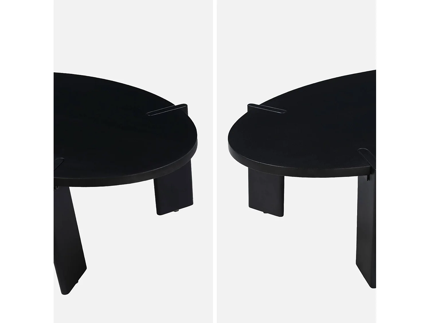 Mesa de centro ovalada de madera maciza de mango negro