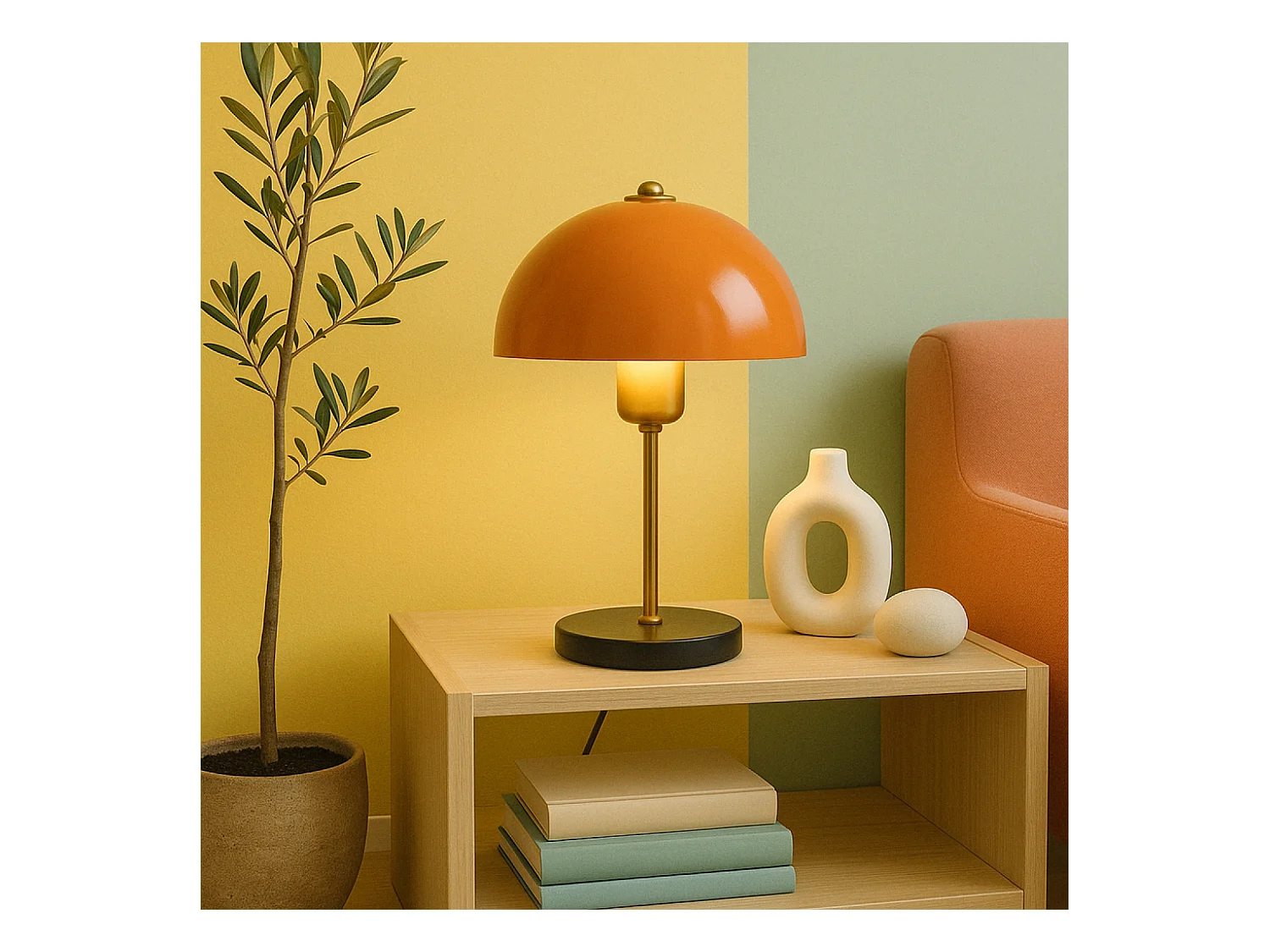 Lampe de table champignon orange 38cm ARMANCE