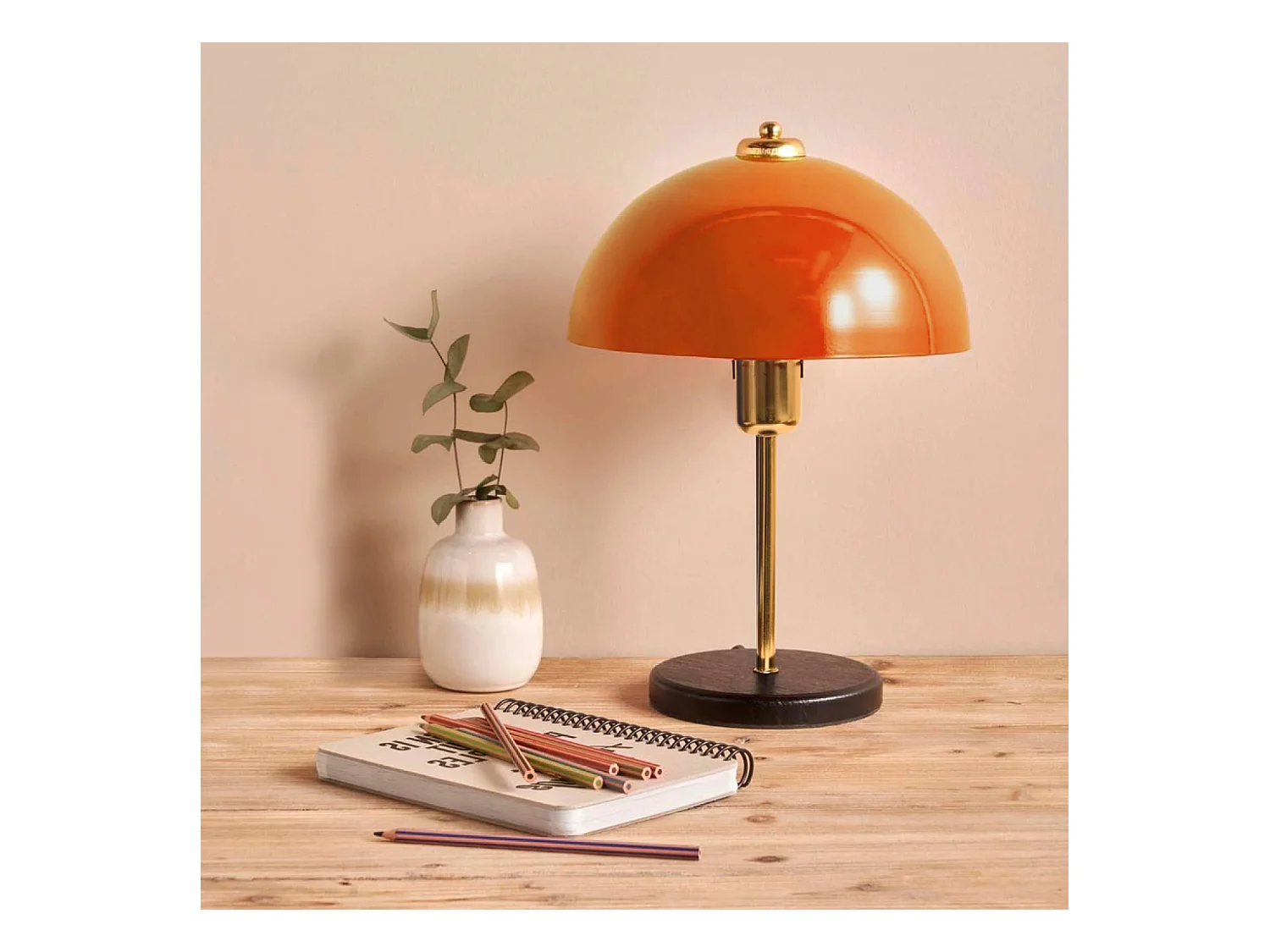 Lampe de table champignon orange 38cm ARMANCE