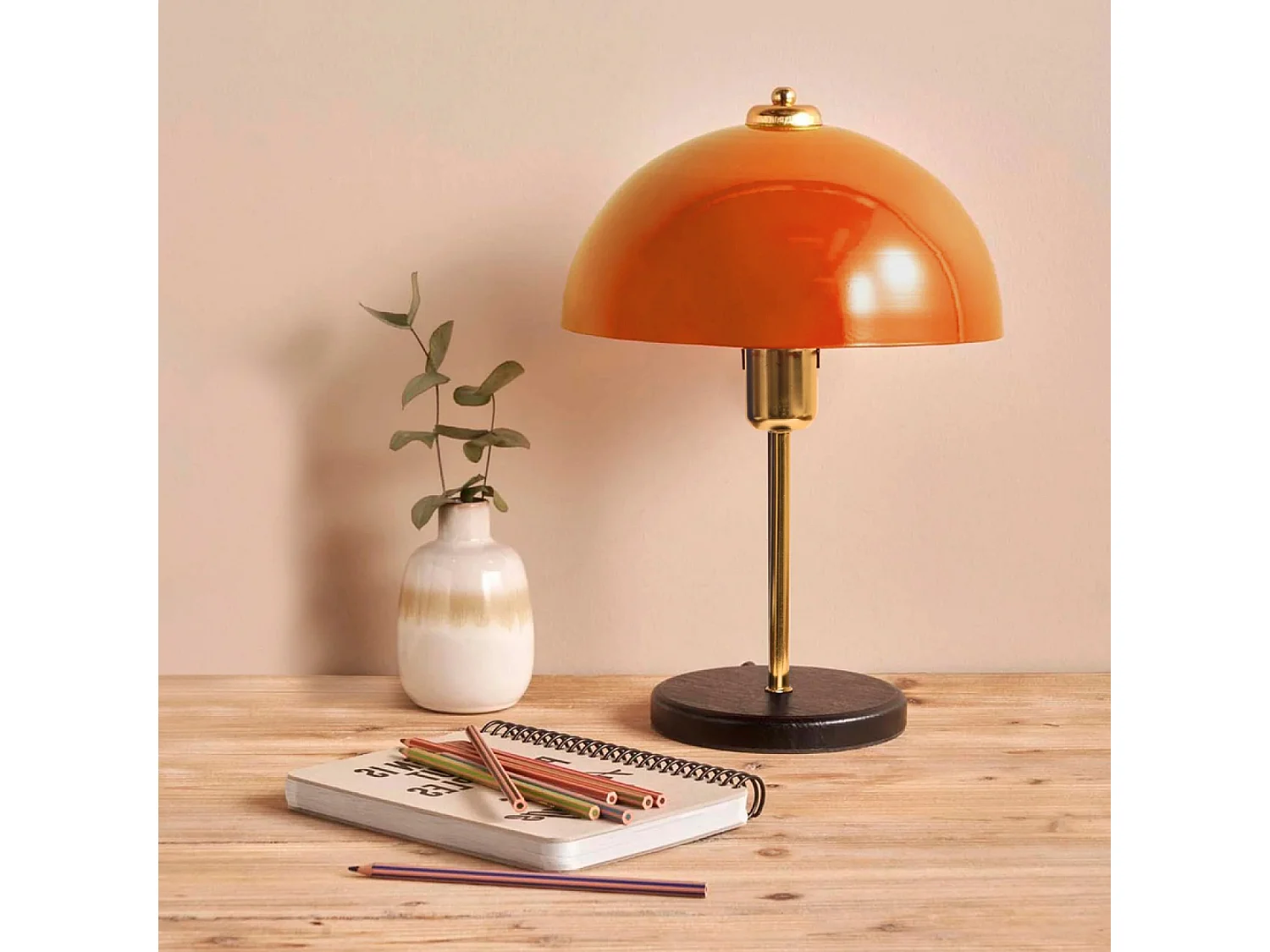 Lampe de table champignon orange 38cm ARMANCE