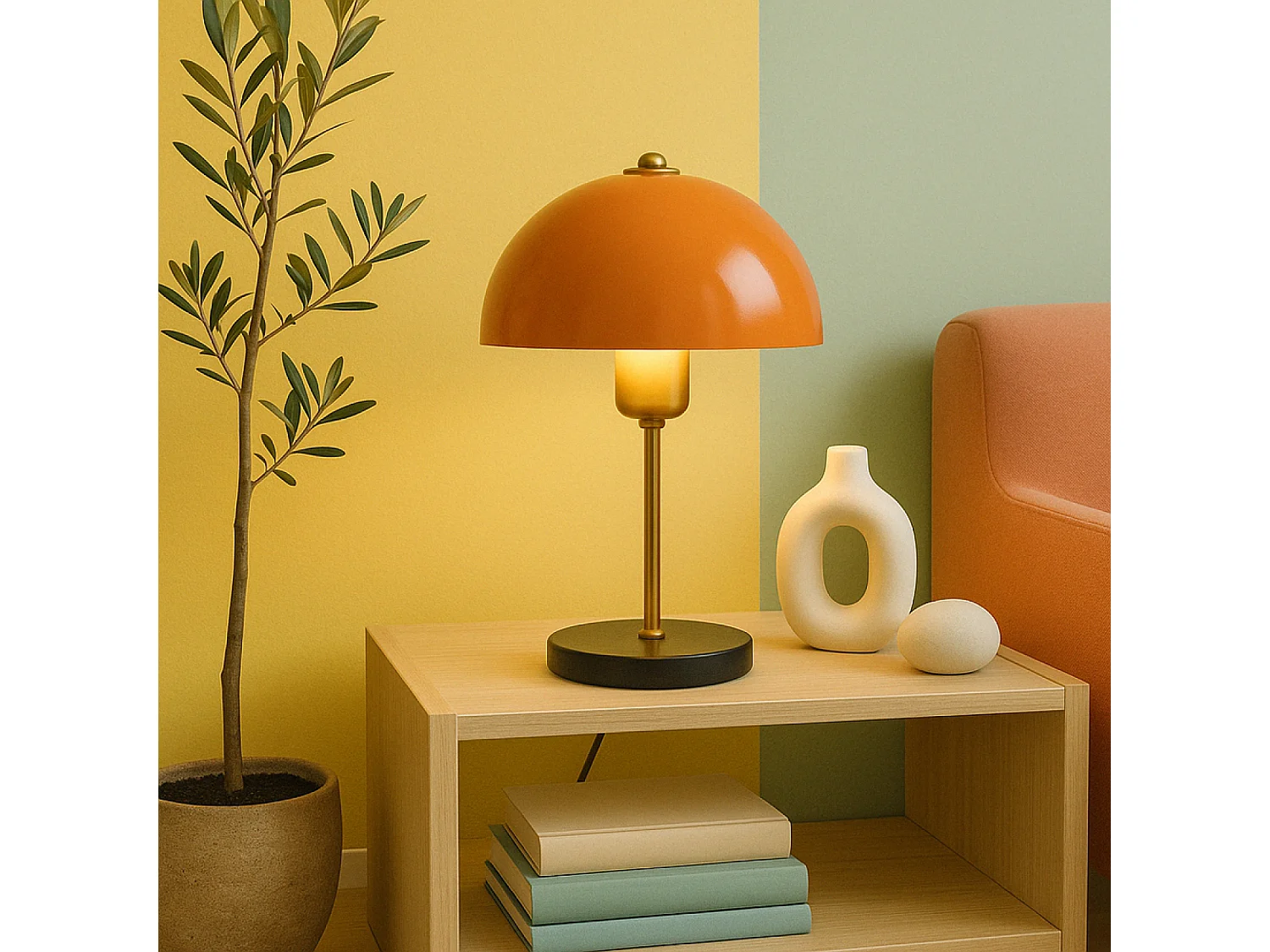 Lampe de table champignon orange 38cm ARMANCE