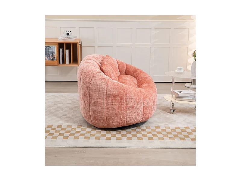 Fauteuil paresseux en Chenille - 2 places - avec 2 oreillers - 62cm profondeur d'assise - charge max 250kg - Rose