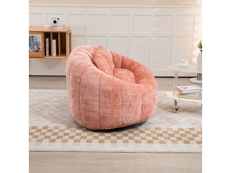 Luie Fauteuil van Chenille - 2-zits - met 2 Kussens - 62cm Zitdiepte - Max. Belasting 250kg - Roze