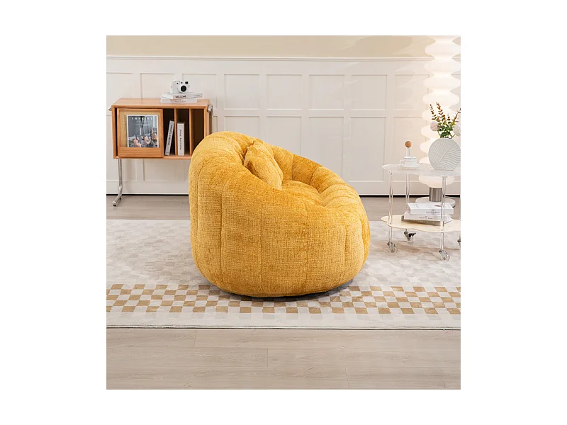 Fauteuil paresseux en Chenille - 2 places - avec 2 oreillers - 62cm profondeur d'assise - charge max 250kg - Jaune