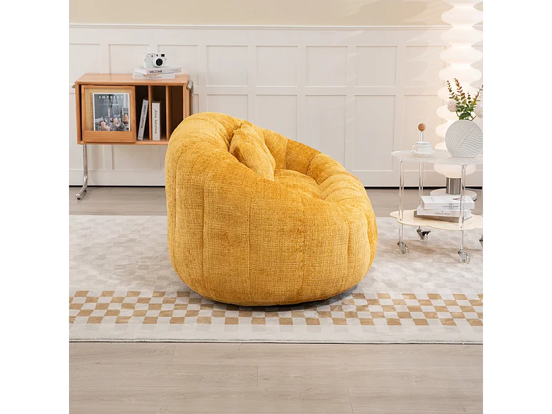 Fauteuil paresseux en Chenille - 2 places - avec 2 oreillers - 62cm profondeur d'assise - charge max 250kg - Jaune