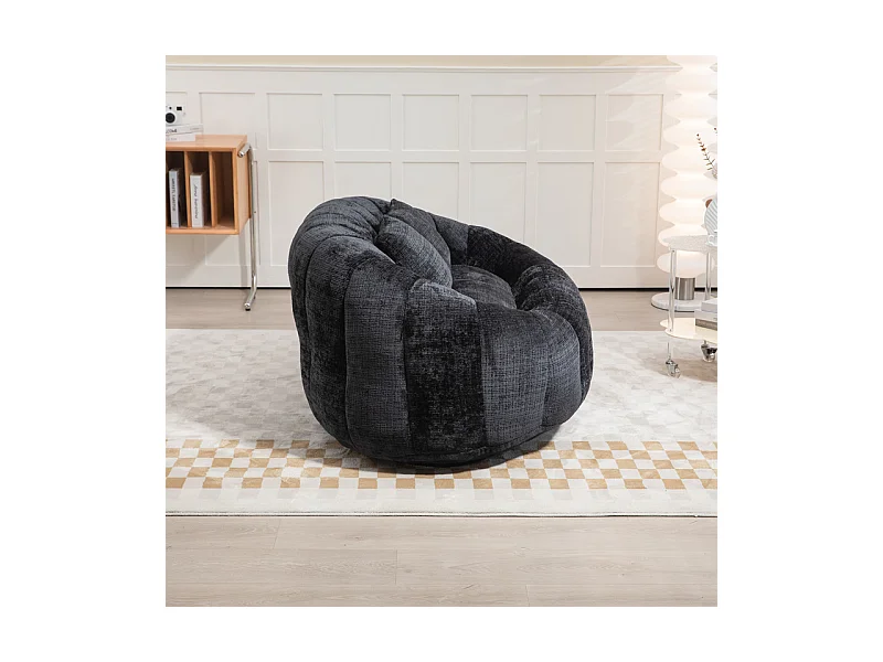 Faulenzer Sessel aus Chenille - 2-sitzer - mit 2 Kissen - 62cm Sitztiefe - Max. Belastung 250kg - Schwarz