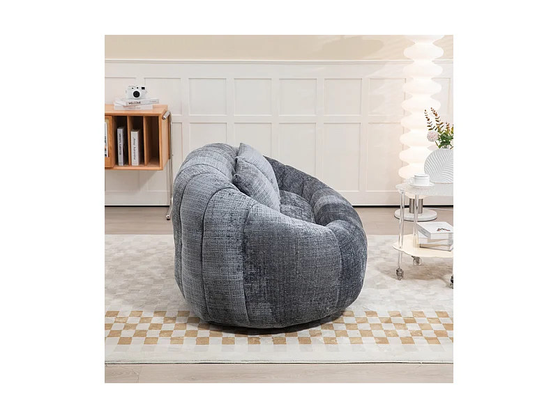 Fauteuil paresseux en Chenille - 2 places - avec 2 oreillers - 62cm profondeur d'assise - charge max 250kg - Gris