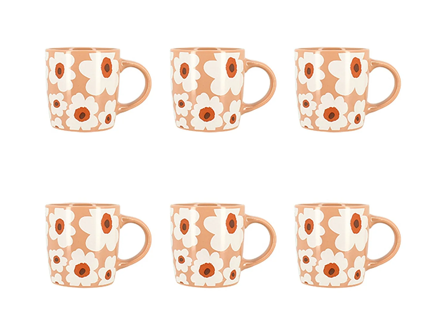 Novastyl - Lot 6 Mugs Marguerite 34cl En Gres Terracotta