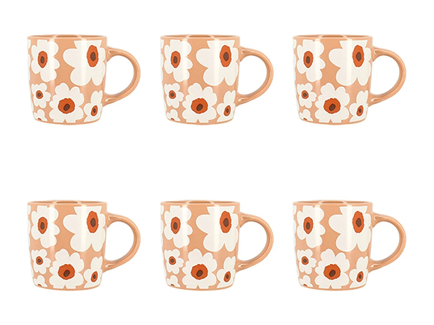 Novastyl - Lot 6 Mugs Marguerite 34cl En Gres Terracotta