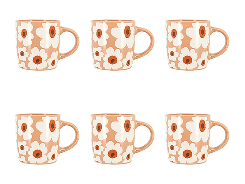 Novastyl - Lot 6 Mugs Marguerite 34cl En Gres Terracotta
