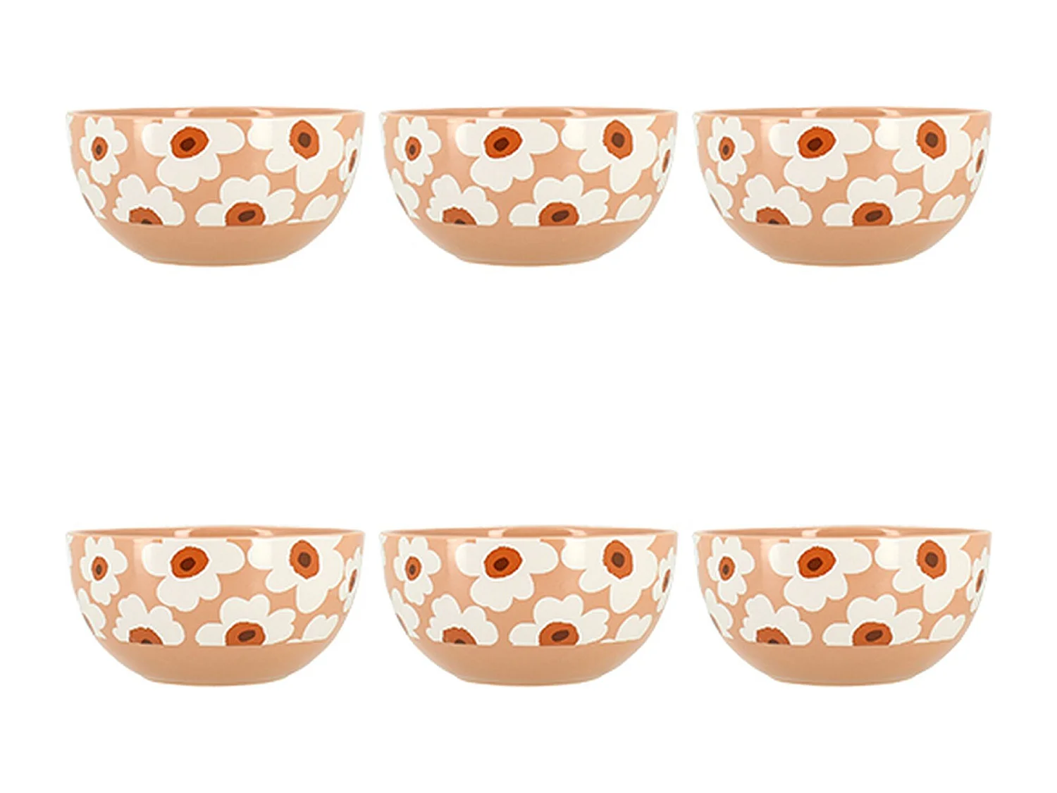 Novastyl - Lot 6 Bols Marguerite 55cl En Gres Terracotta