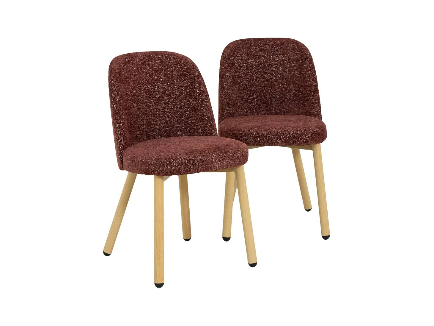 Chaise tissu terracotta et pieds en métal effet bois Vilma (lot de 2)