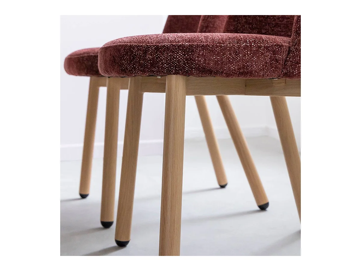 Chaise tissu terracotta et pieds en métal effet bois Vilma (lot de 2)