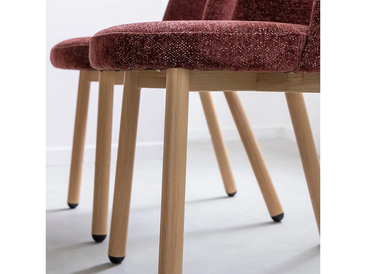 Chaise tissu terracotta et pieds en métal effet bois Vilma (lot de 2)