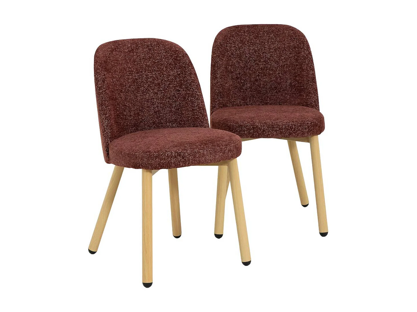 Chaise en tissu pourpre et pieds en métal effet bois Vilma (lot de 2)