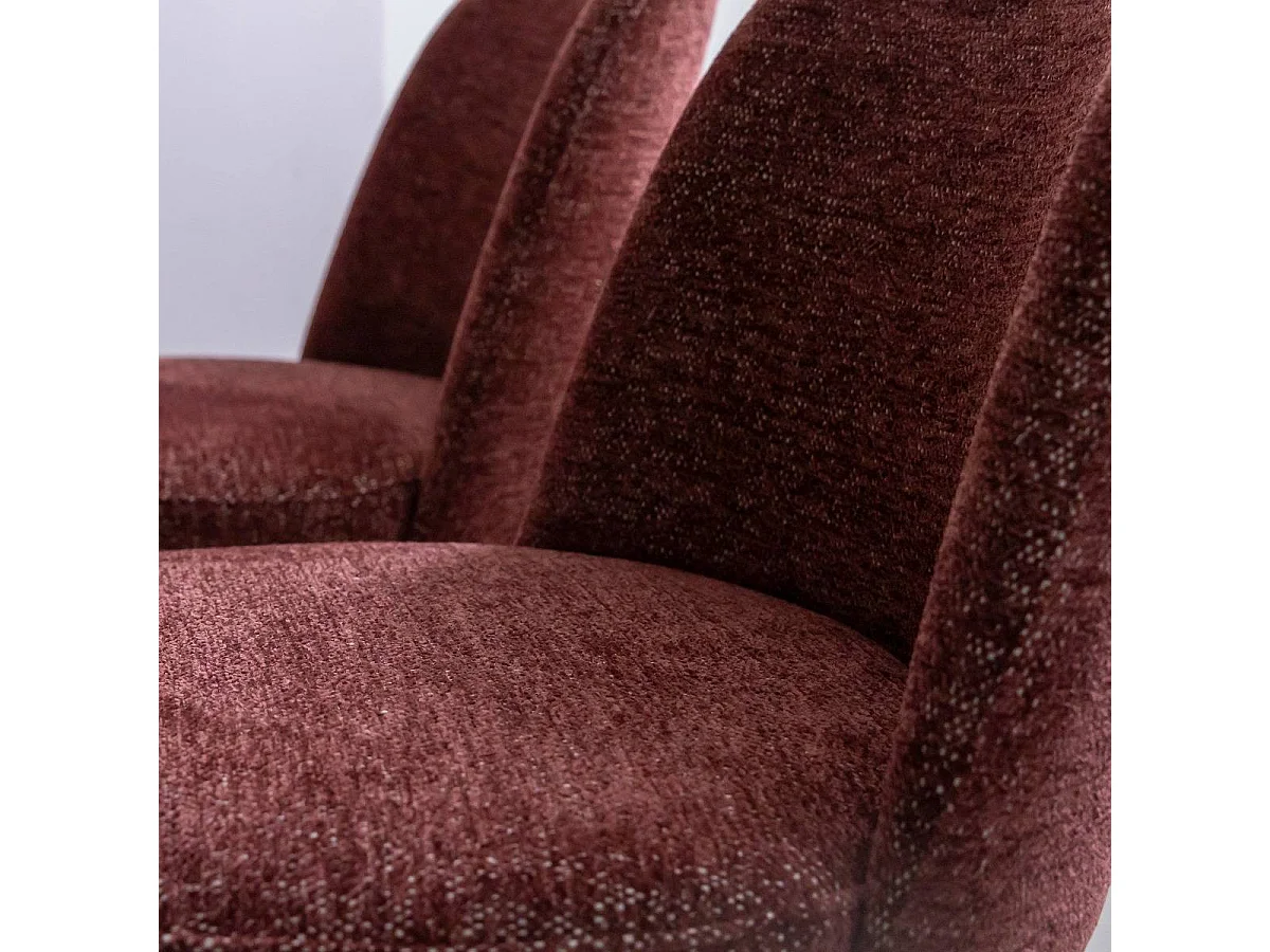 Chaise en tissu pourpre et pieds en métal effet bois Vilma (lot de 2)