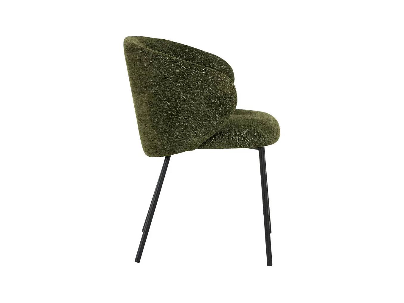 Chaise avec accoudoirs ronds en tissu vert et pieds en métal Cléa (lot de 2)