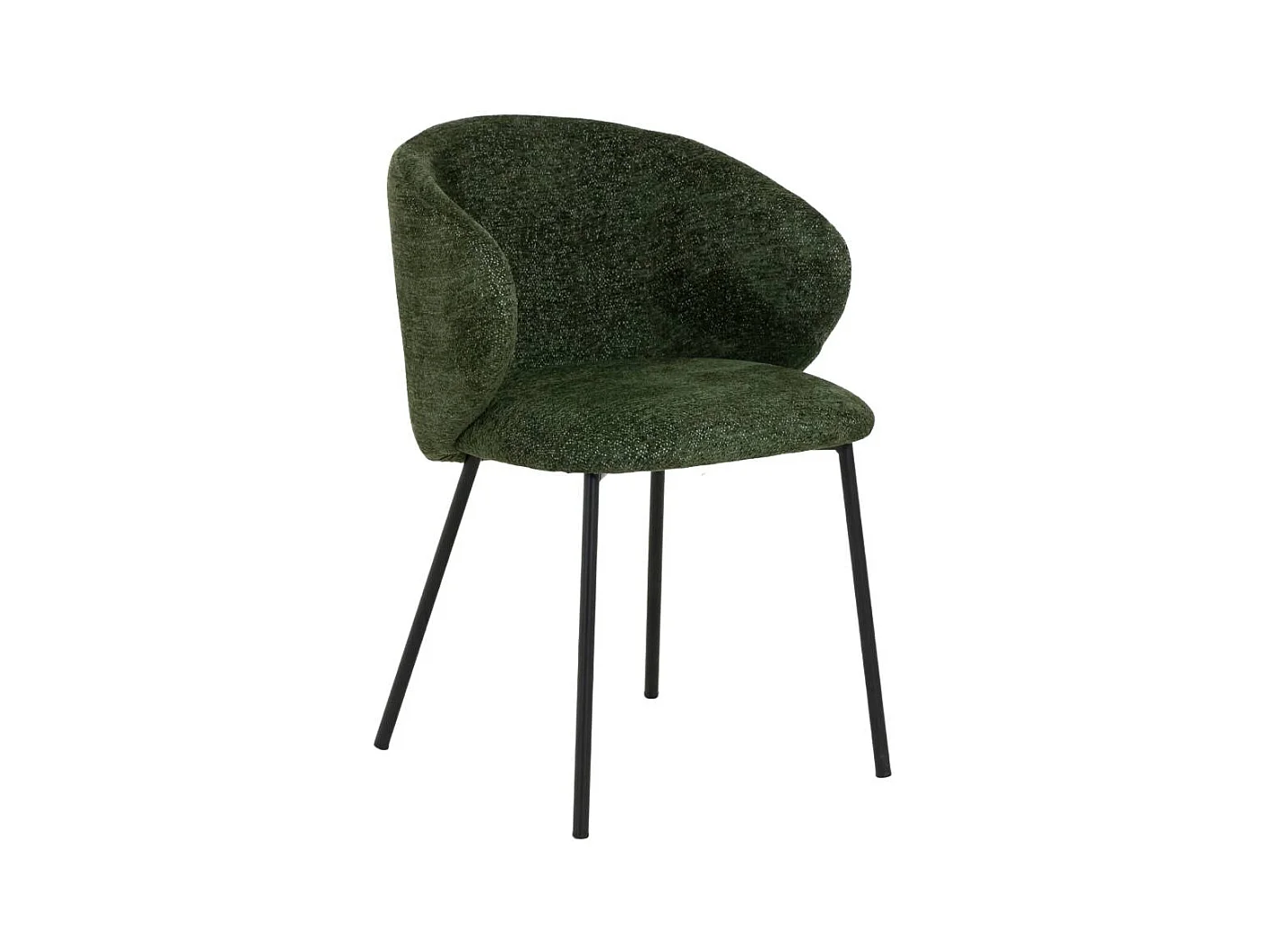 Chaise avec accoudoirs ronds en tissu vert et pieds en métal Cléa (lot de 2)