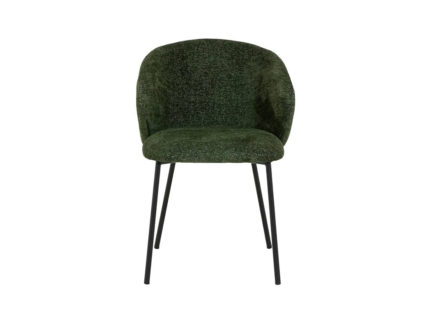 Chaise avec accoudoirs ronds en tissu vert et pieds en métal Cléa (lot de 2)