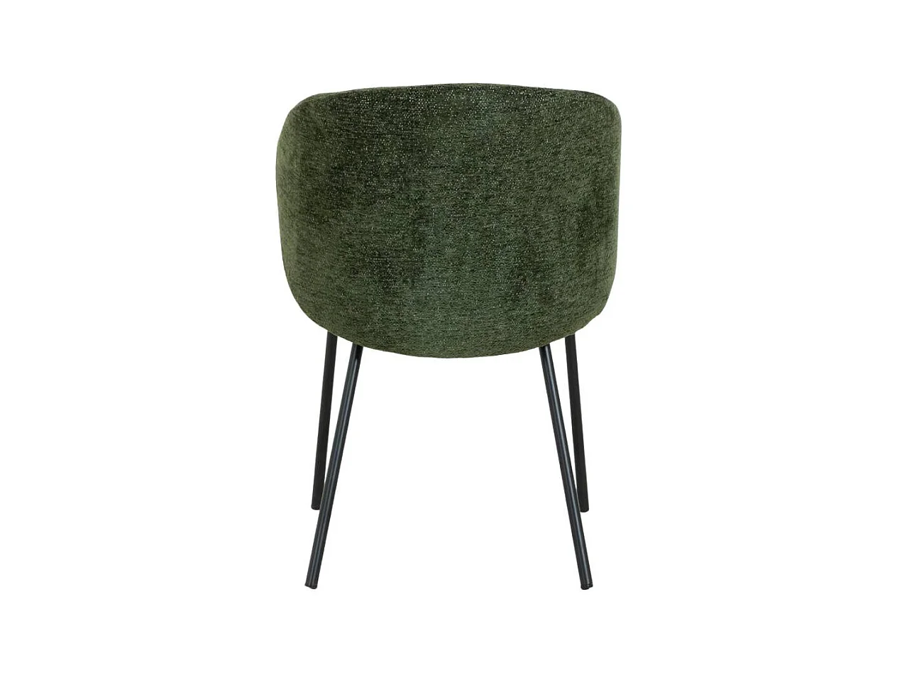 Chaise avec accoudoirs ronds en tissu vert et pieds en métal Cléa (lot de 2)
