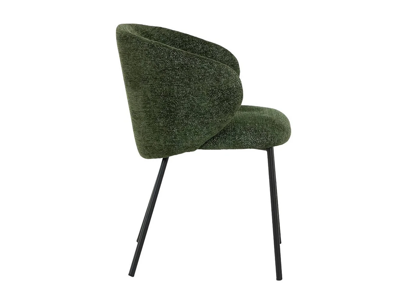 Chaise avec accoudoirs ronds en tissu vert et pieds en métal Cléa (lot de 2)