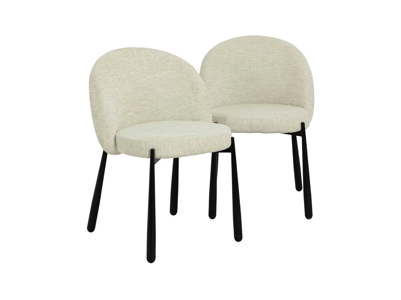 Chaise en tissu écru et pieds en métal Ondine (lot de 2)