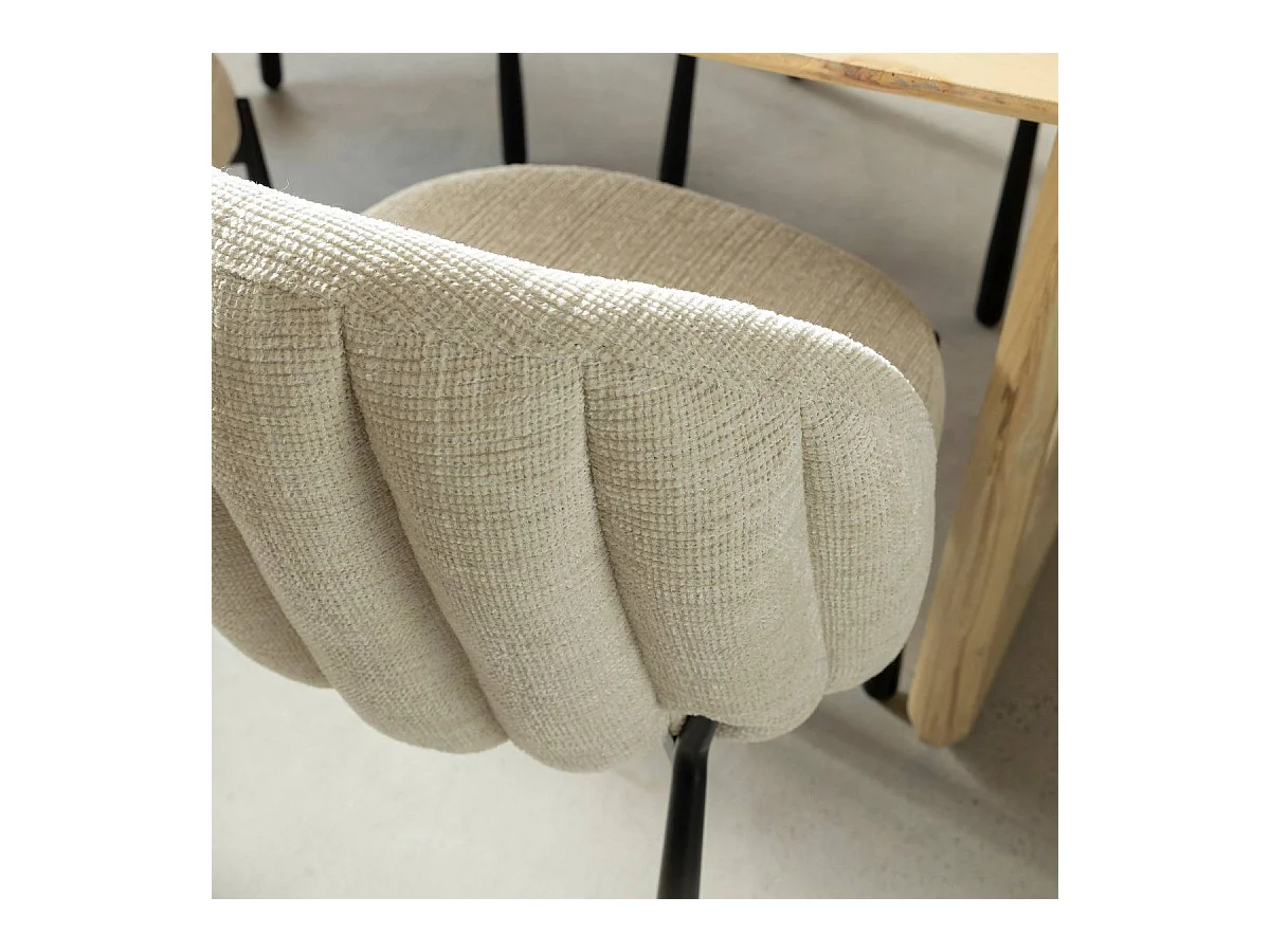 Chaise en tissu écru et pieds en métal Ondine (lot de 2)