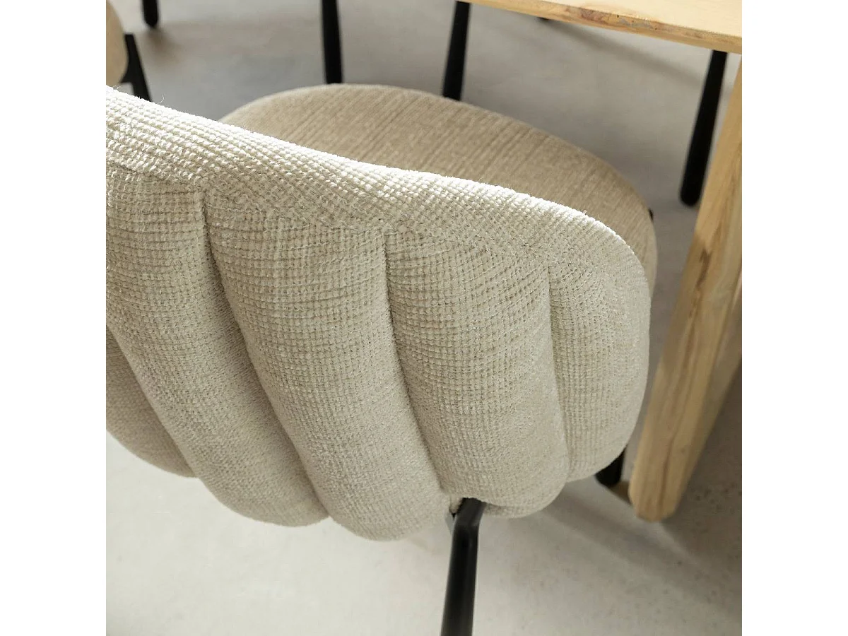 Chaise en tissu écru et pieds en métal Ondine (lot de 2)