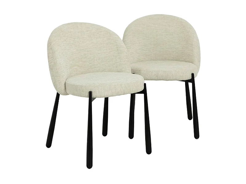 Chaise en tissu écru et pieds en métal Ondine (lot de 2)
