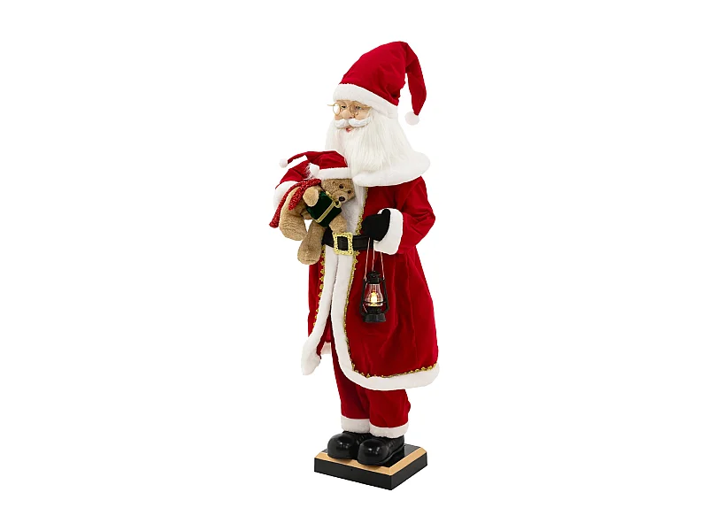Figurine de père noël 120 cm à lumière LED mouvement son et musique décoration animée avec lanterne ours en peluche capteur de déplacement inclus