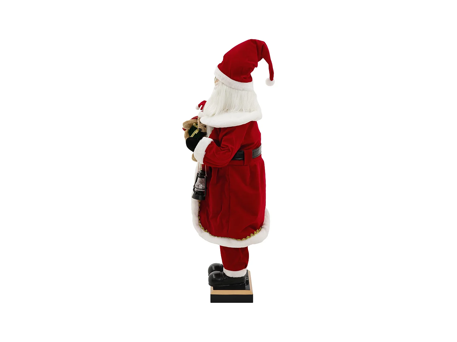 Figurine de père noël 120 cm à lumière LED mouvement son et musique décoration animée avec lanterne ours en peluche capteur de déplacement inclus