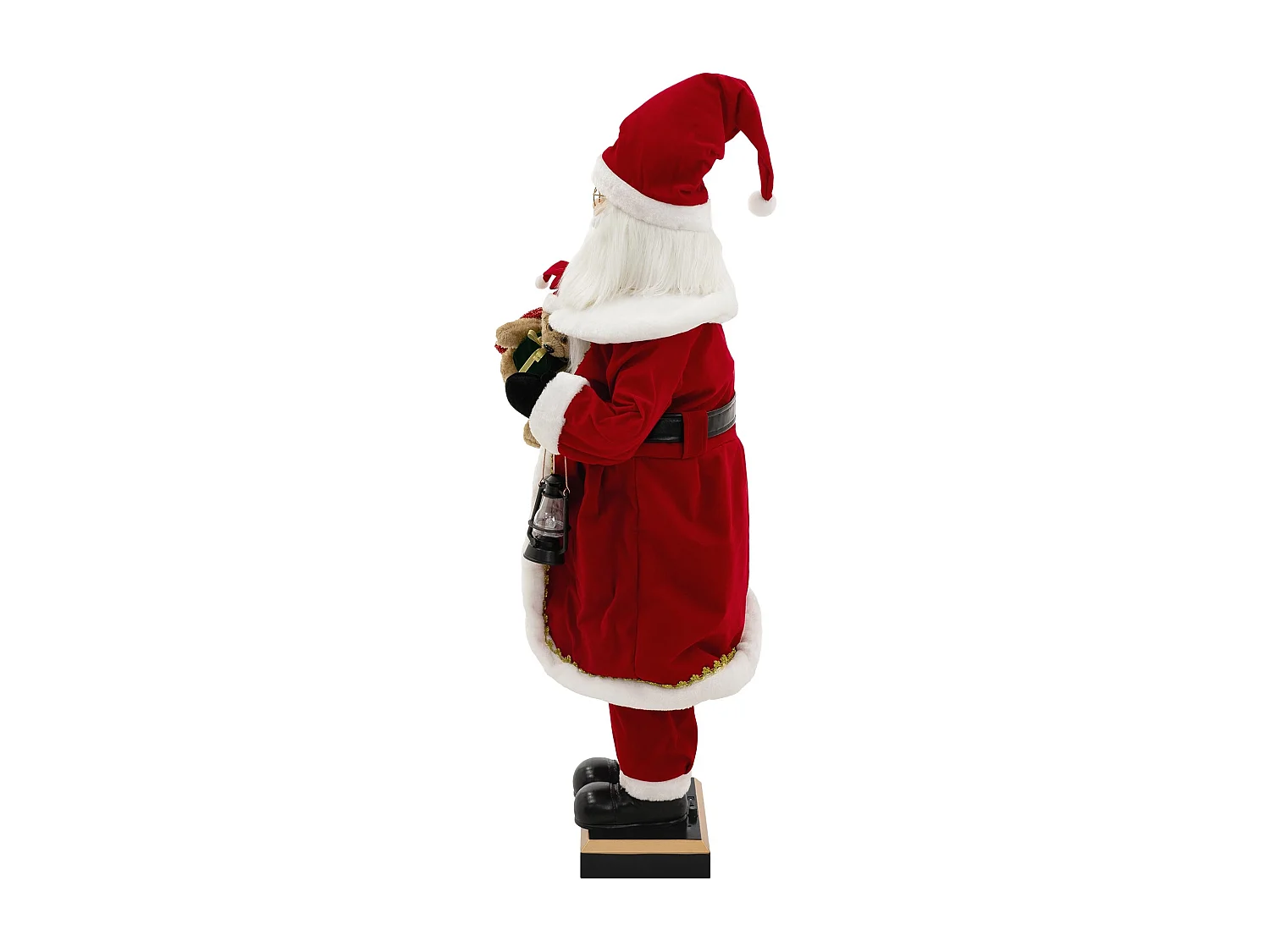 Figurine de père noël 120 cm à lumière LED mouvement son et musique décoration animée avec lanterne ours en peluche capteur de déplacement inclus