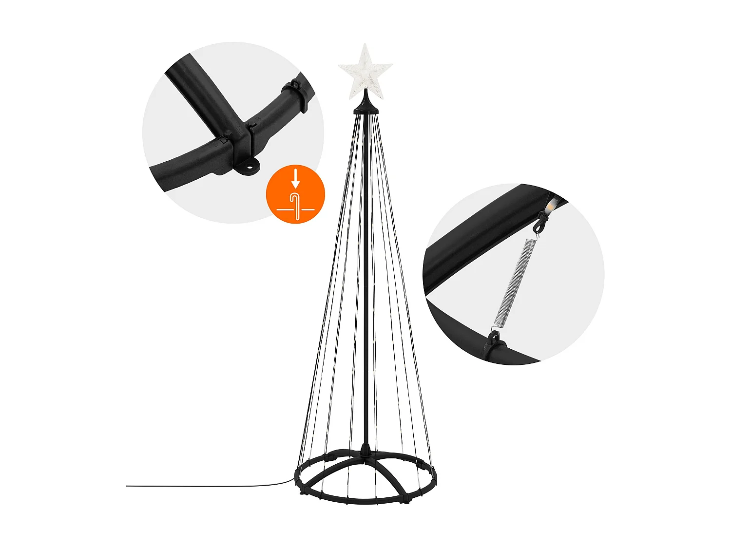 ECD Germany LED Weihnachtsbaum Außen 150 cm 154 LED Warmweiß, Beleuchteter Tannenbaum Weihnachtsdeko Metall Lichterpyramide Lichterbaum Lichterkette