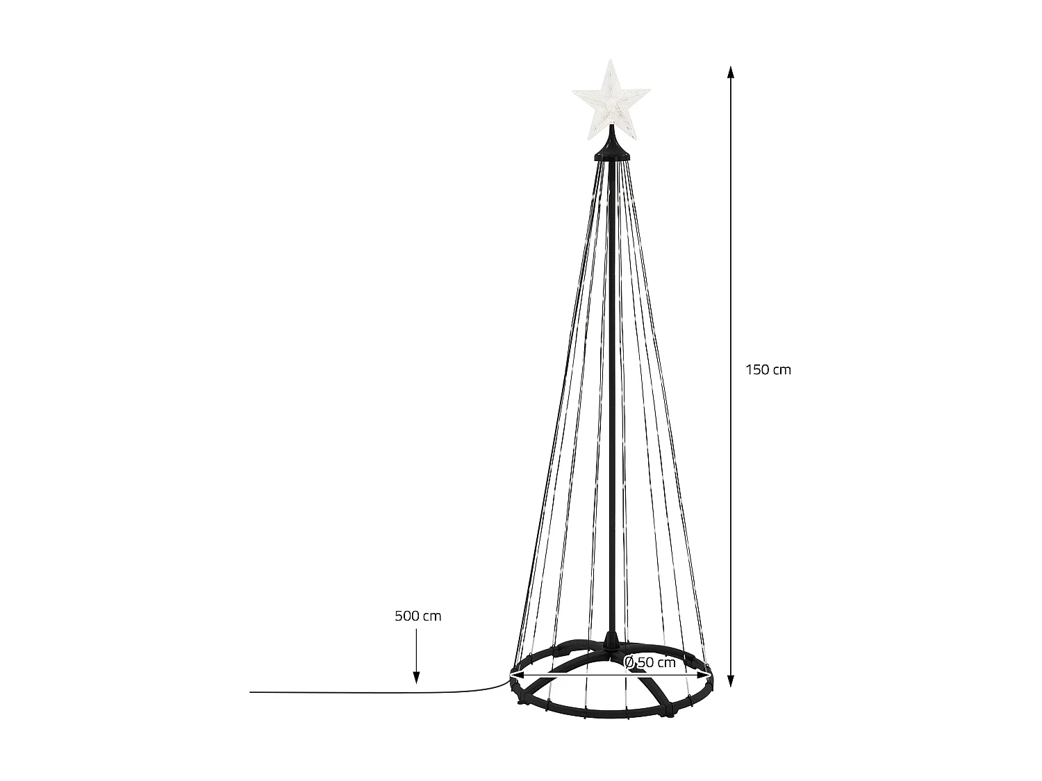 ECD Germany LED Weihnachtsbaum Außen 150 cm 154 LED Warmweiß, Beleuchteter Tannenbaum Weihnachtsdeko Metall Lichterpyramide Lichterbaum Lichterkette
