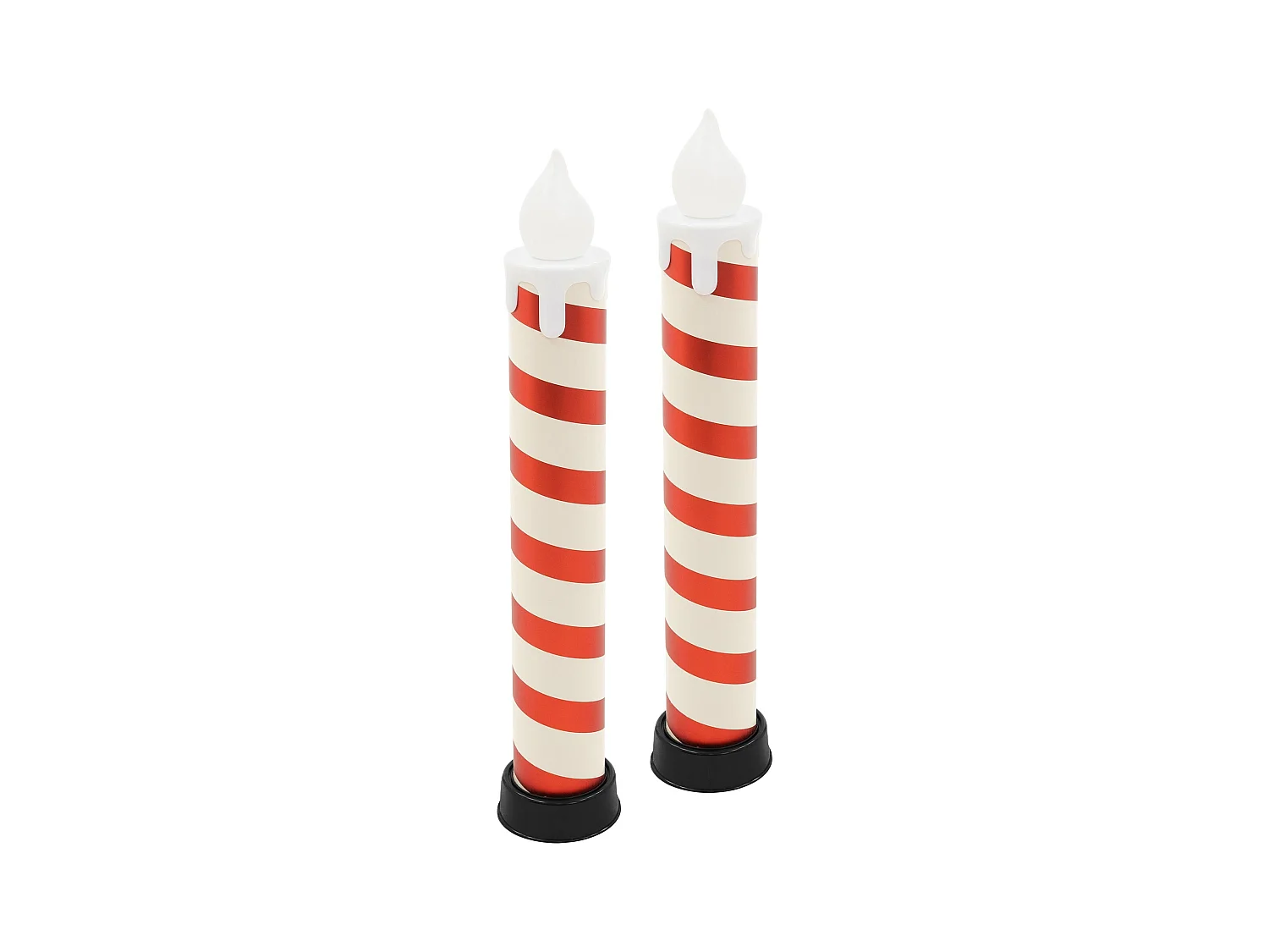 2x bougies à LED en forme de sucre d’orge XXL 82 cm rouge blanc décoration de noël sur piles avec minuterie effet en flamme intérieur ou extérieur