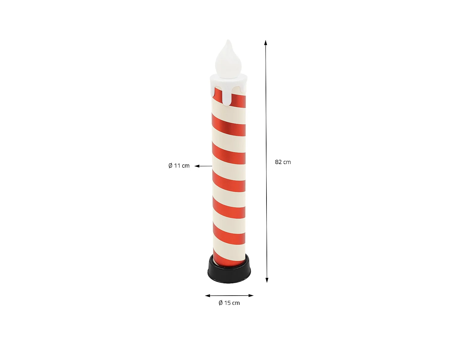2x bougies à LED en forme de sucre d’orge XXL 82 cm rouge blanc décoration de noël sur piles avec minuterie effet en flamme intérieur ou extérieur