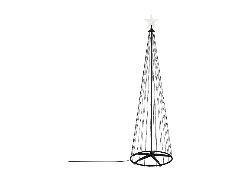 Sapin de noël extérieur 210cm éclairage à 370 LED blanc chaud dimmable structure décorative conique en métal avec minuterie 9 modes et télécommande