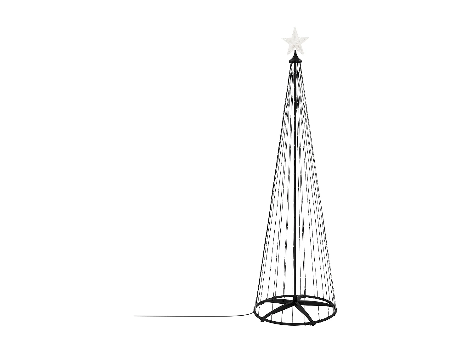 Sapin de noël extérieur 210cm éclairage à 370 LED blanc chaud dimmable structure décorative conique en métal avec minuterie 9 modes et télécommande