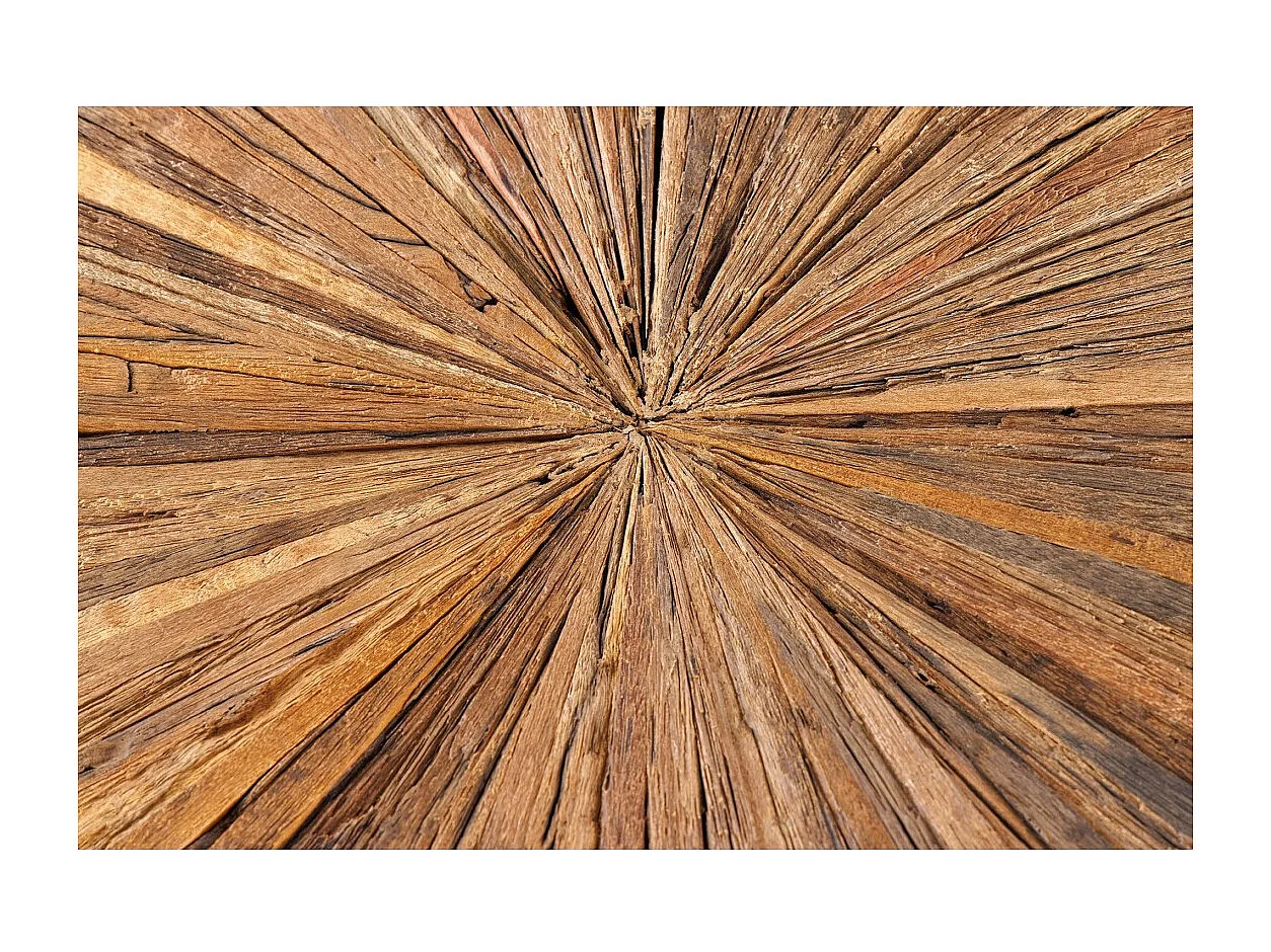 Table RAFTA – Bois de teck et verre trempé – Pied chromé – 140 cm – Ronde – Style contemporain